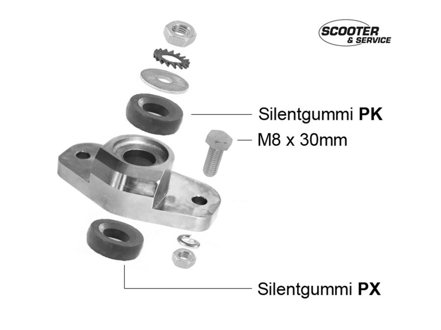 Stoßdämpfer Adapter Scooter&Service PX vorn CNC